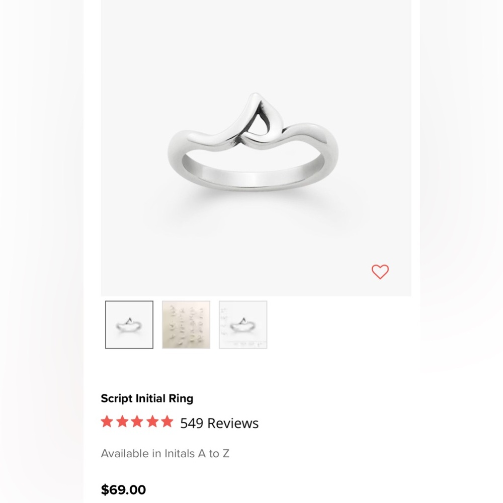 James Avery Silver Heart Ring